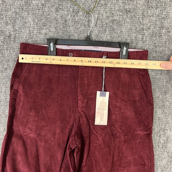 Samuel Windsor Pants Mens 36 Red Corduroy 33 Inseam Chino Trouser Business - Picture 9 of 11